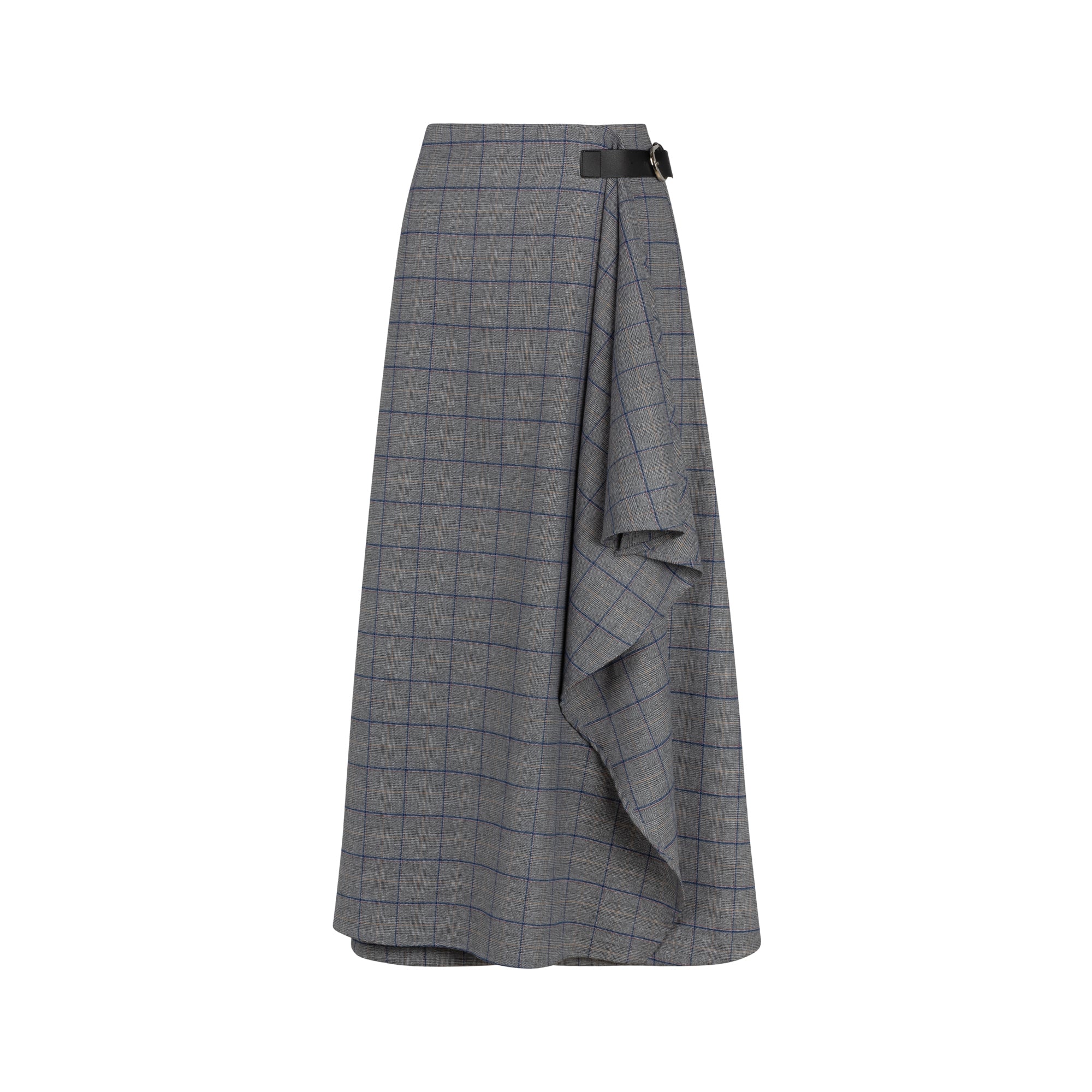 GRAY PLAID WRAP SKIRT