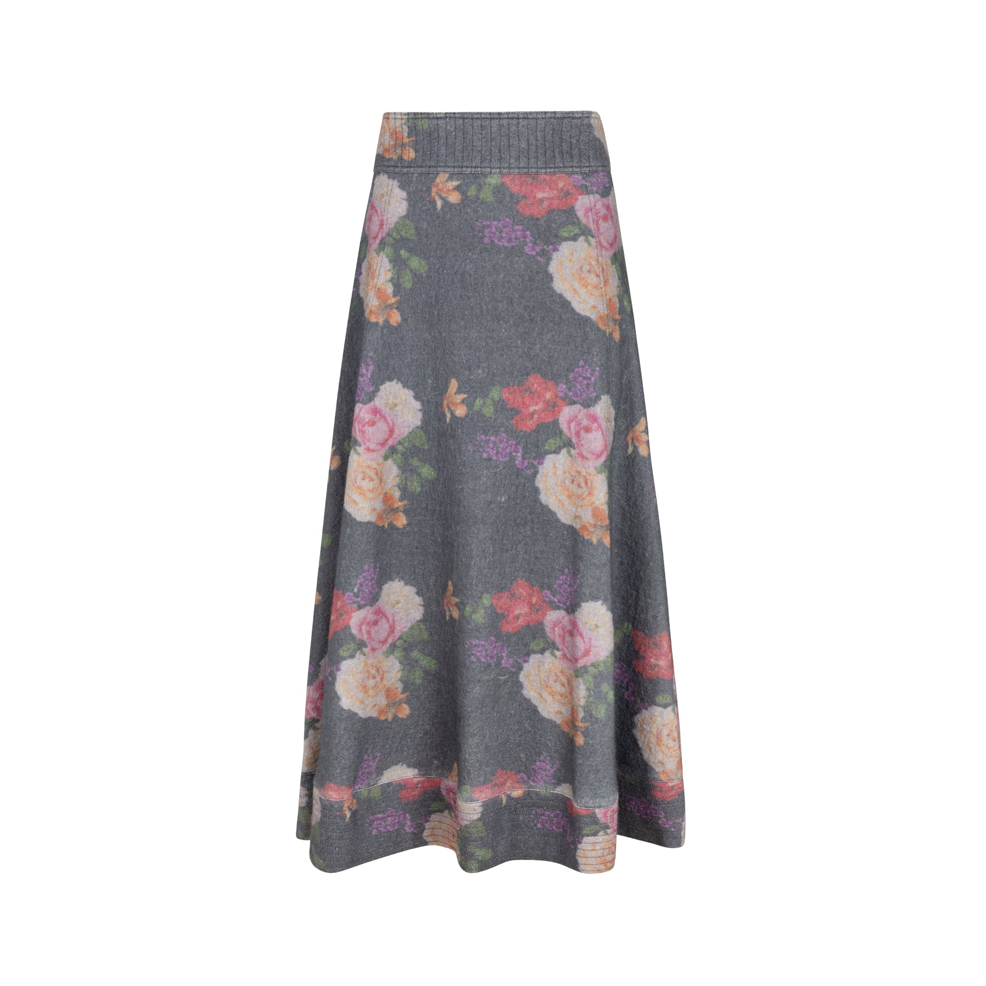 GRAY FLORAL LUNA SKIRT