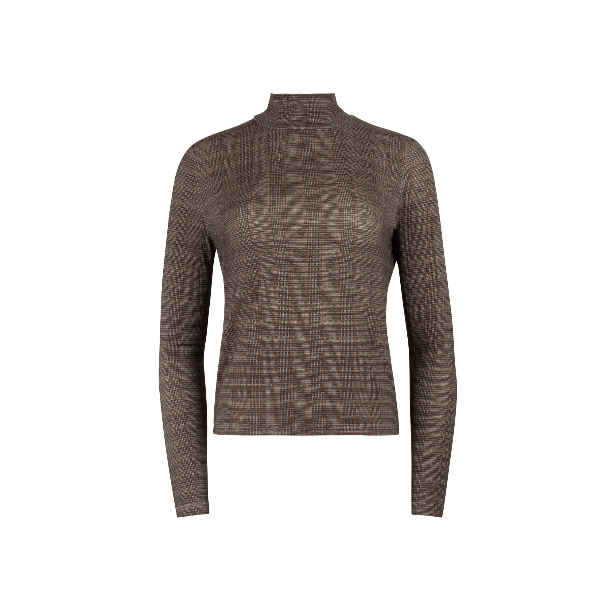 BROWN PLAID ESSENT TURTLENECK