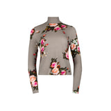 TAUPE FLORAL PRINTED ESSENT TURTLENECK
