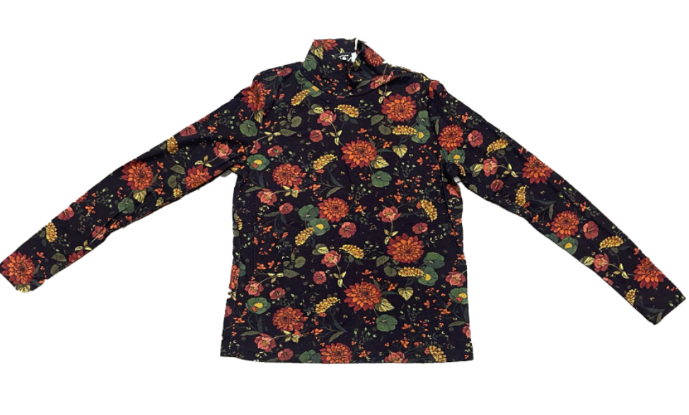 MULTICOLORED FLORA ESSENT TURTLENECK