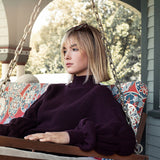 Eggplant Bubble Sleeve High Mock