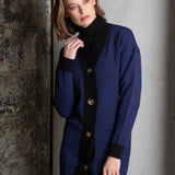 BLACK/BLUESTONE HERRINGBONE CARDIGAN