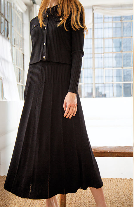 Black Engineer Rib Skirt