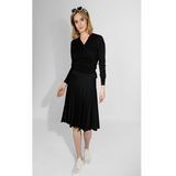 Black Structured Pleated Skirt