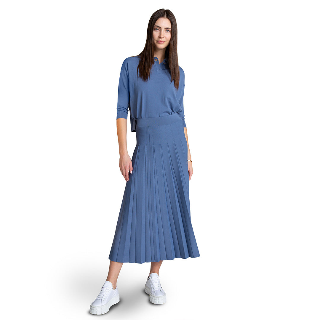 Blue Wide Rib Boxy Crew Shirt