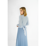 Blue Solid Wrap Cardigan