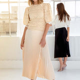 Natural Crochet Sleeve Round Neck