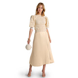 Natural Crochet Sleeve Round Neck