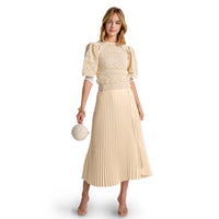 Natural Wrap Silk Pleated Skirt