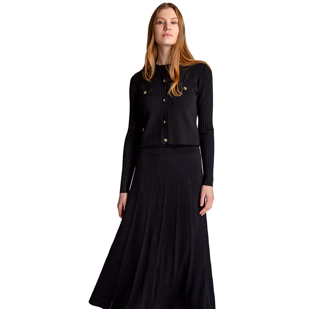 Black Engineer Rib Skirt