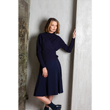 NAVY TURTLENECK WRAP SWEATER