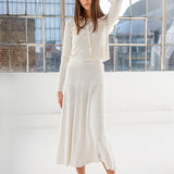 Ivory Engineer Rib Short Cardigan