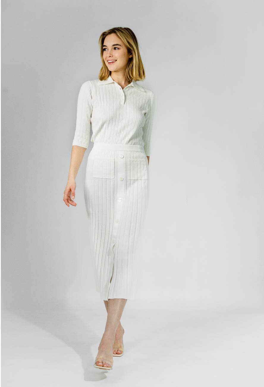 White Tonal Varigated Skirt